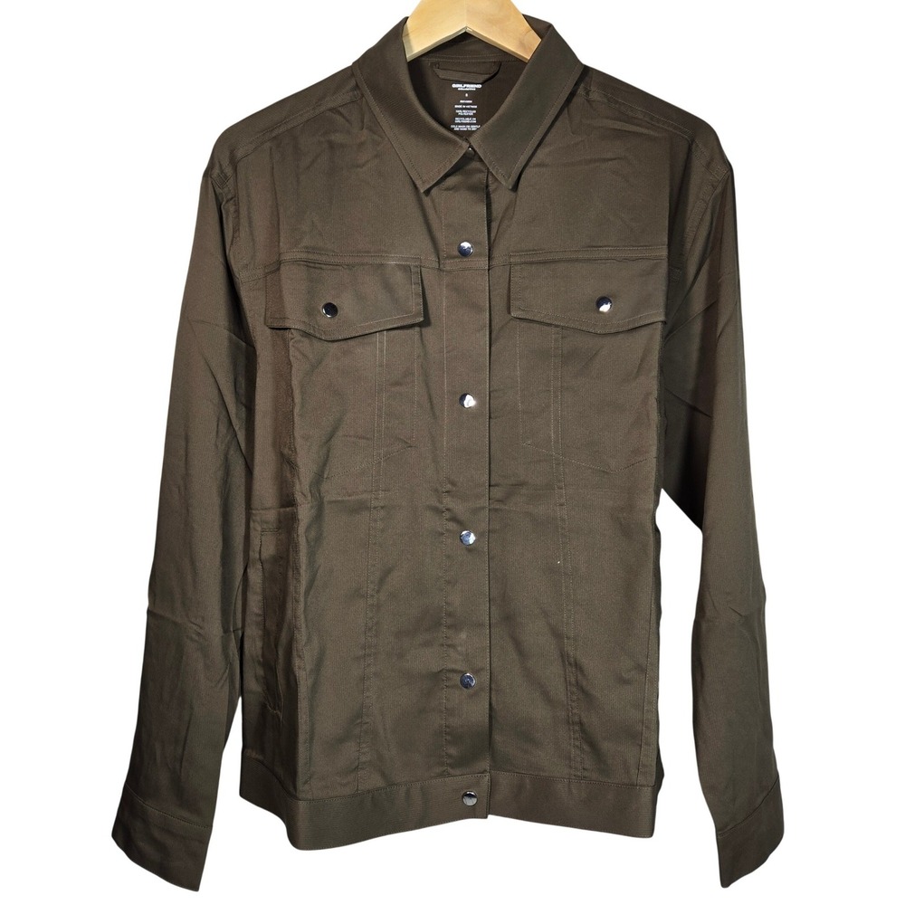Girlfriend Collective Belted Wendy Tie Shirt Shacket Brown Windbreaker Small NWT